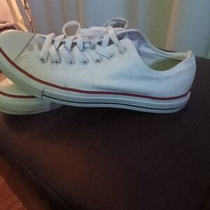 Converse White Sneakers with Red Accent